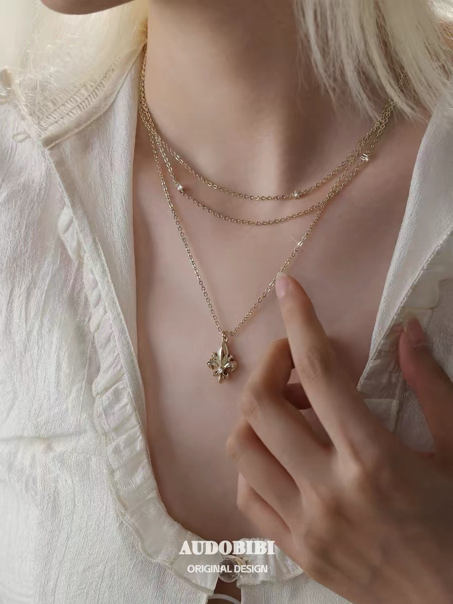 Champagn Iris Gold Plating Multi-layered Necklace (detachable layer)