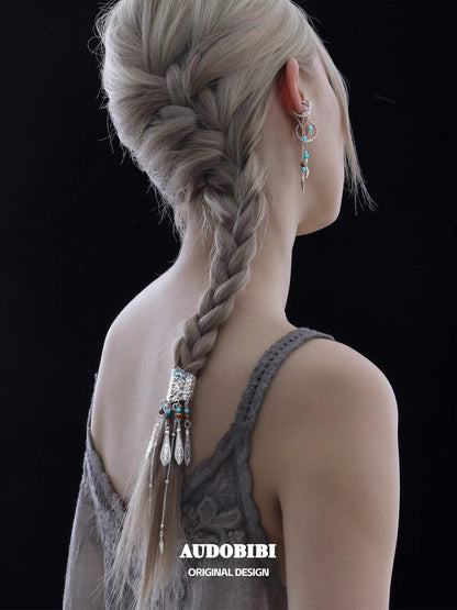 Plume Collection 18K Platinum Plating Tibetan Mountain Hair Holder (detachable tassel)