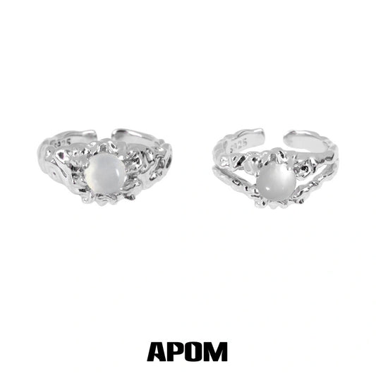 Dawn Series S925 Sterling Silver White Agate Rings