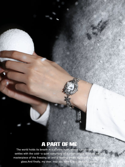 Snowflakes 18K Platinum Plating Slider Bracelet Watch