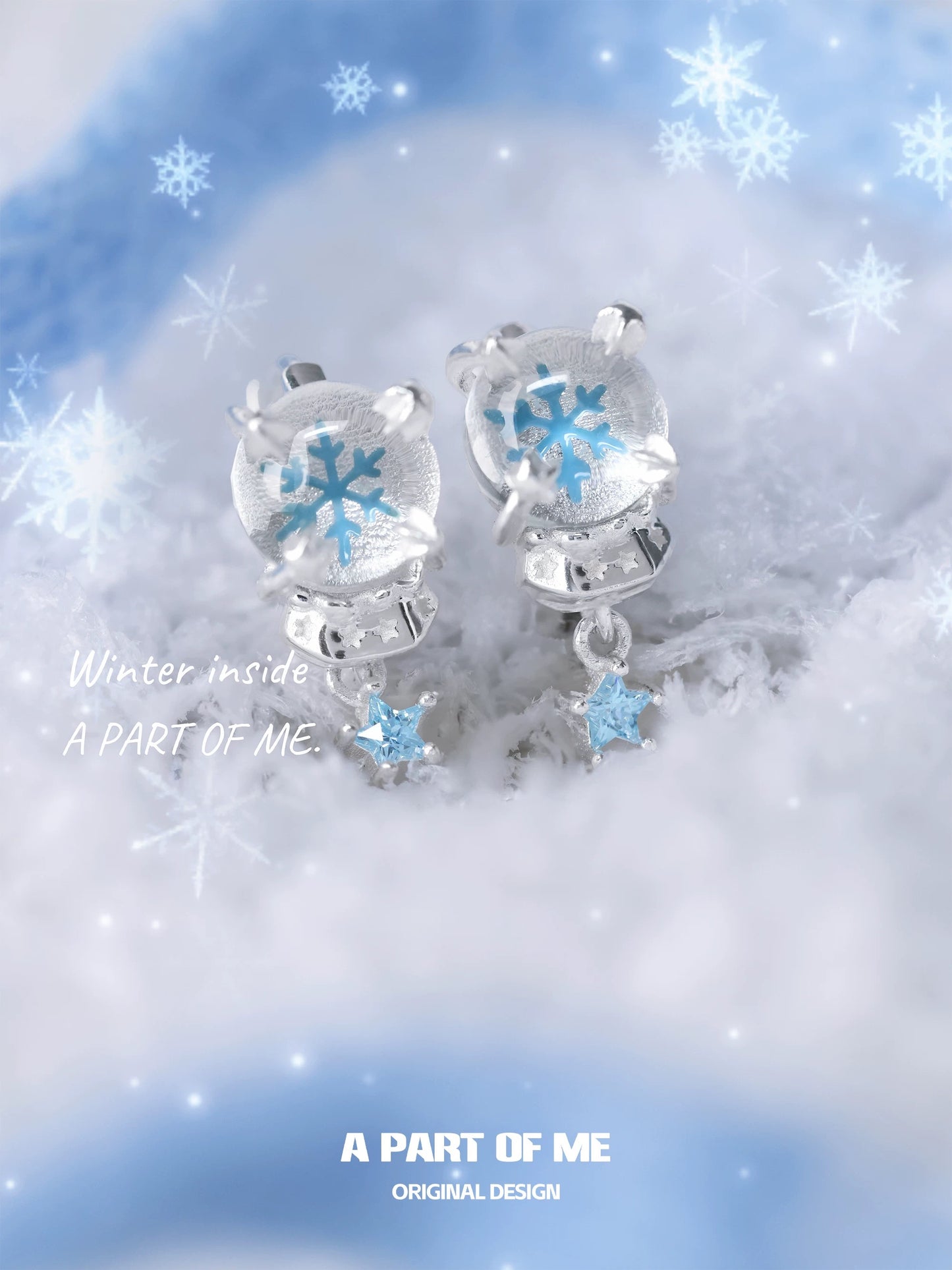 Snowflake Crystal Ball 18K Platinum Plating Crystal Glass Huggies Earrings