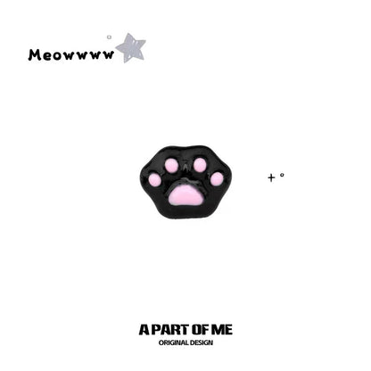 Kitten Paws Resin Coating Black Cat Stud Earrings