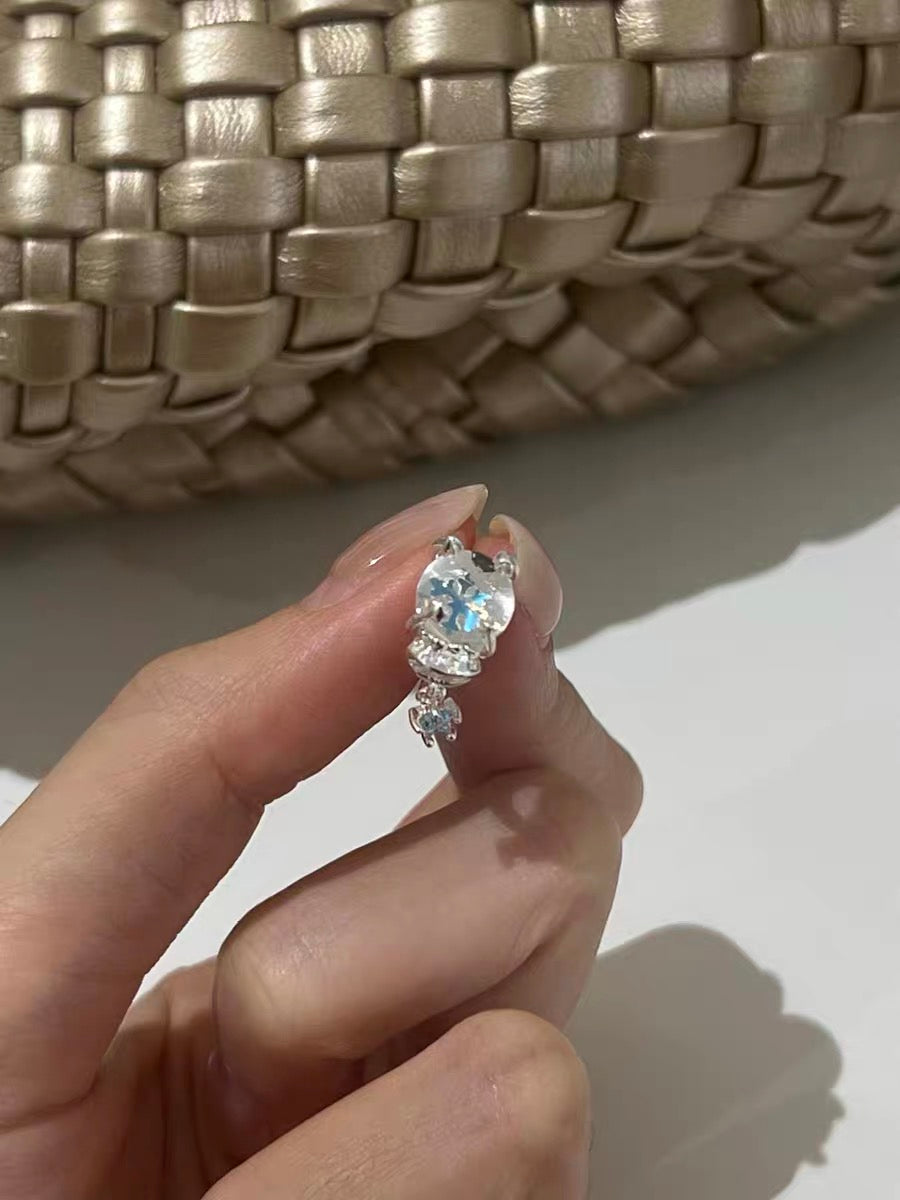 Snowflake Crystal Ball 18K Platinum Plating Crystal Glass Huggies Earrings