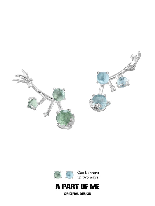 Mountain & Sea 18K Platinum Plating Glass Beads Detachable Earrings