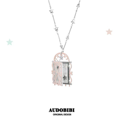 The Hidden Gate 18K Platinum Plating Garden Gate Photo Locket Necklace