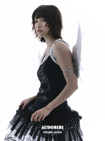 Angel Dream 18K Platinum Plating Angel Wings & Treble Clef Arm Cuffs