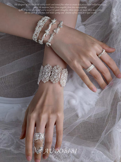 Dreaming in Lace Platinum Plating Statement Filigree Slider Bracelet