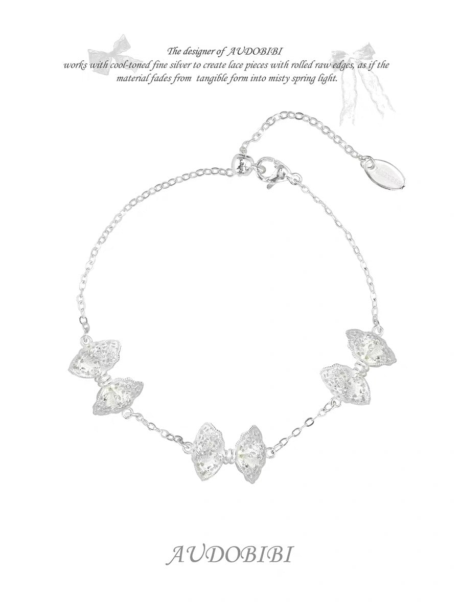 Dreaming in Lace 18K Platinum Plating Ribbon Coquette Slider Bracelet
