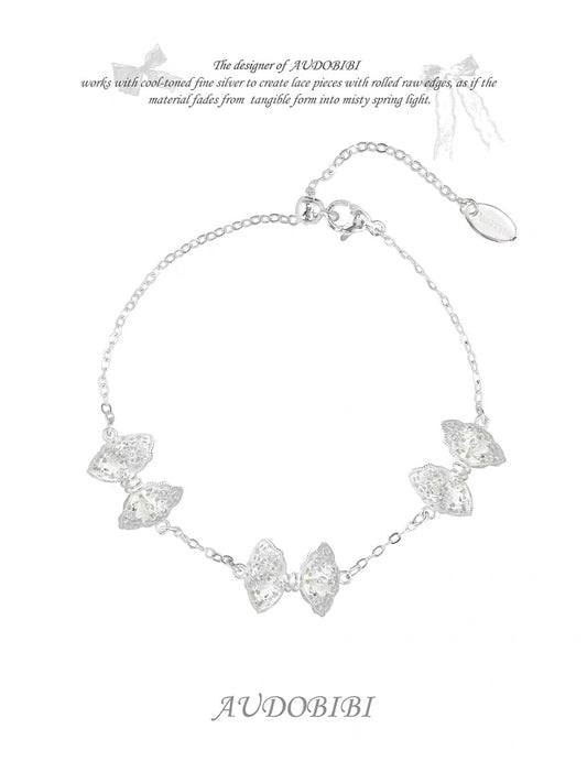 Dreaming in Lace 18K Platinum Plating Ribbon Coquette Slider Bracelet