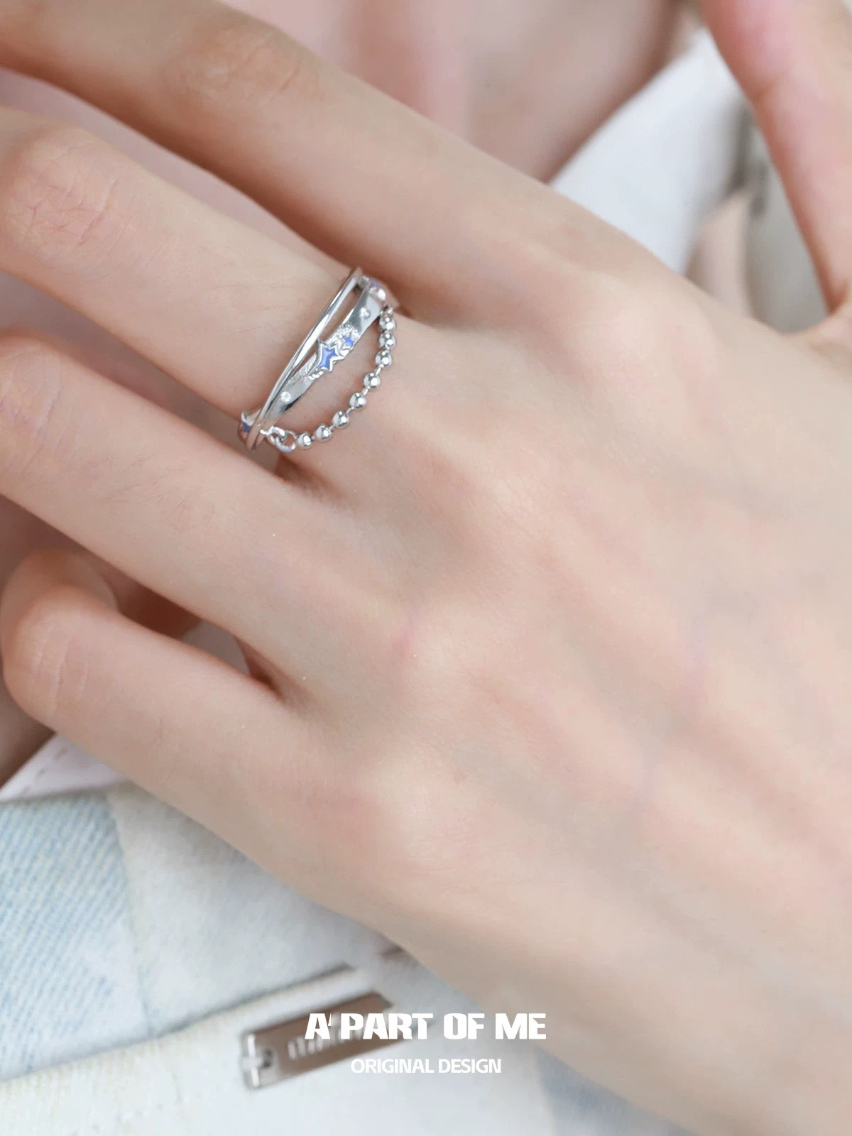 Blue Star S925 Sterling Silver Y2K Retro Rings