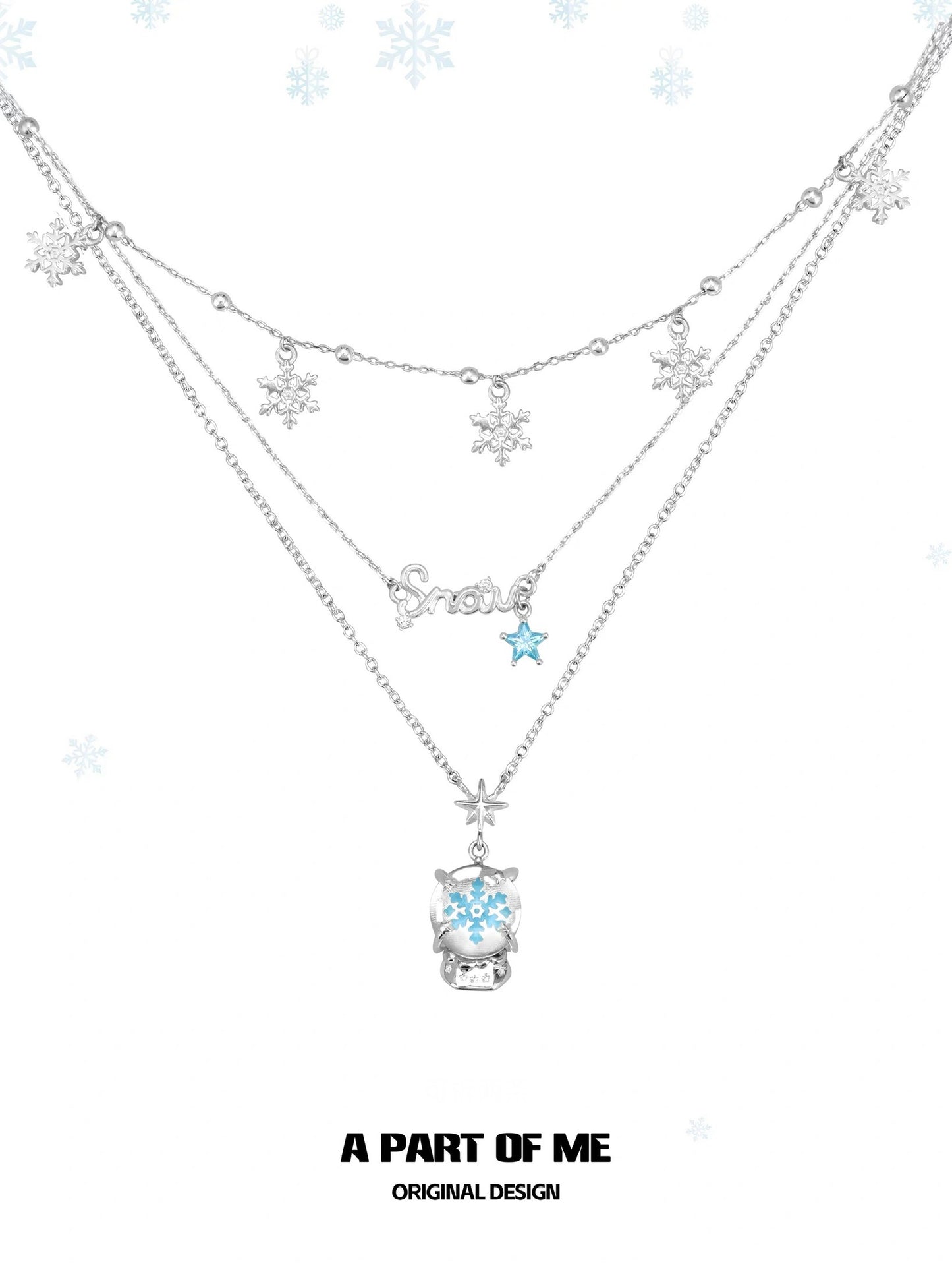 Snowflakes 18K Platinum Plating Crystal Ball Necklace Set
