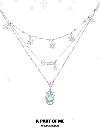 Snowflakes 18K Platinum Plating Crystal Ball Necklace Set