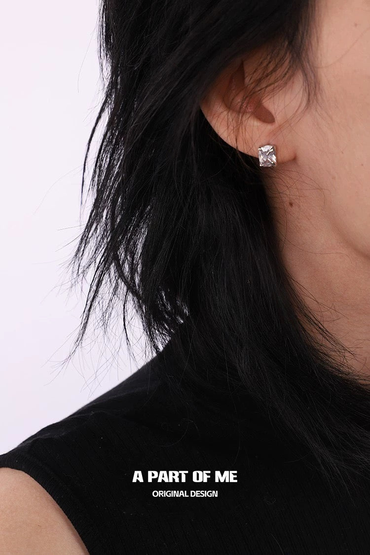 Touch S925 Sterling Silver Unisex Zircon Stud Earrings