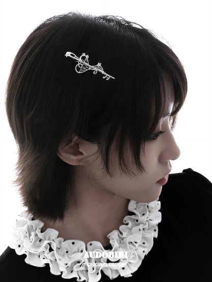 Melody Etude 18K Platinum Plating Treble Clef Hair Clip
