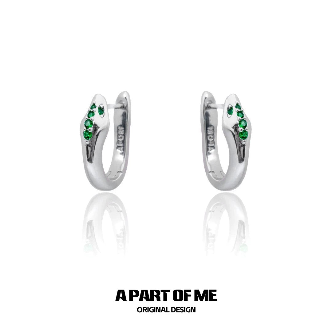 Slytherin Collection S925 Sterling Silver Snake Latch-back Earrings