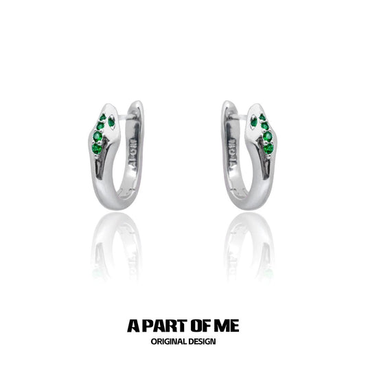 Slytherin Collection S925 Sterling Silver Snake Latch-back Earrings