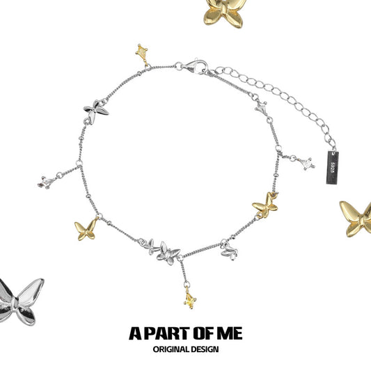 Flutter Essence S925 Sterling Silver 18K Yellow Gold Plating Ankle Bracelet