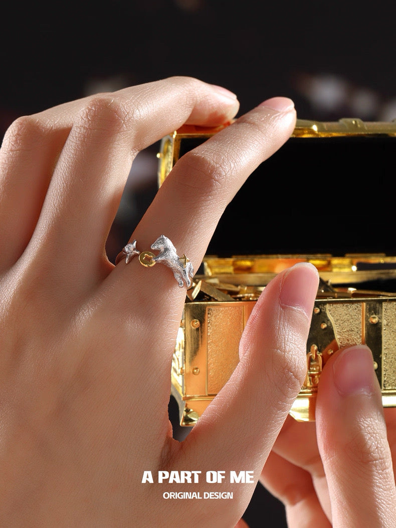 Year of the Horse S925 Sterling Silver Adjustable Ring