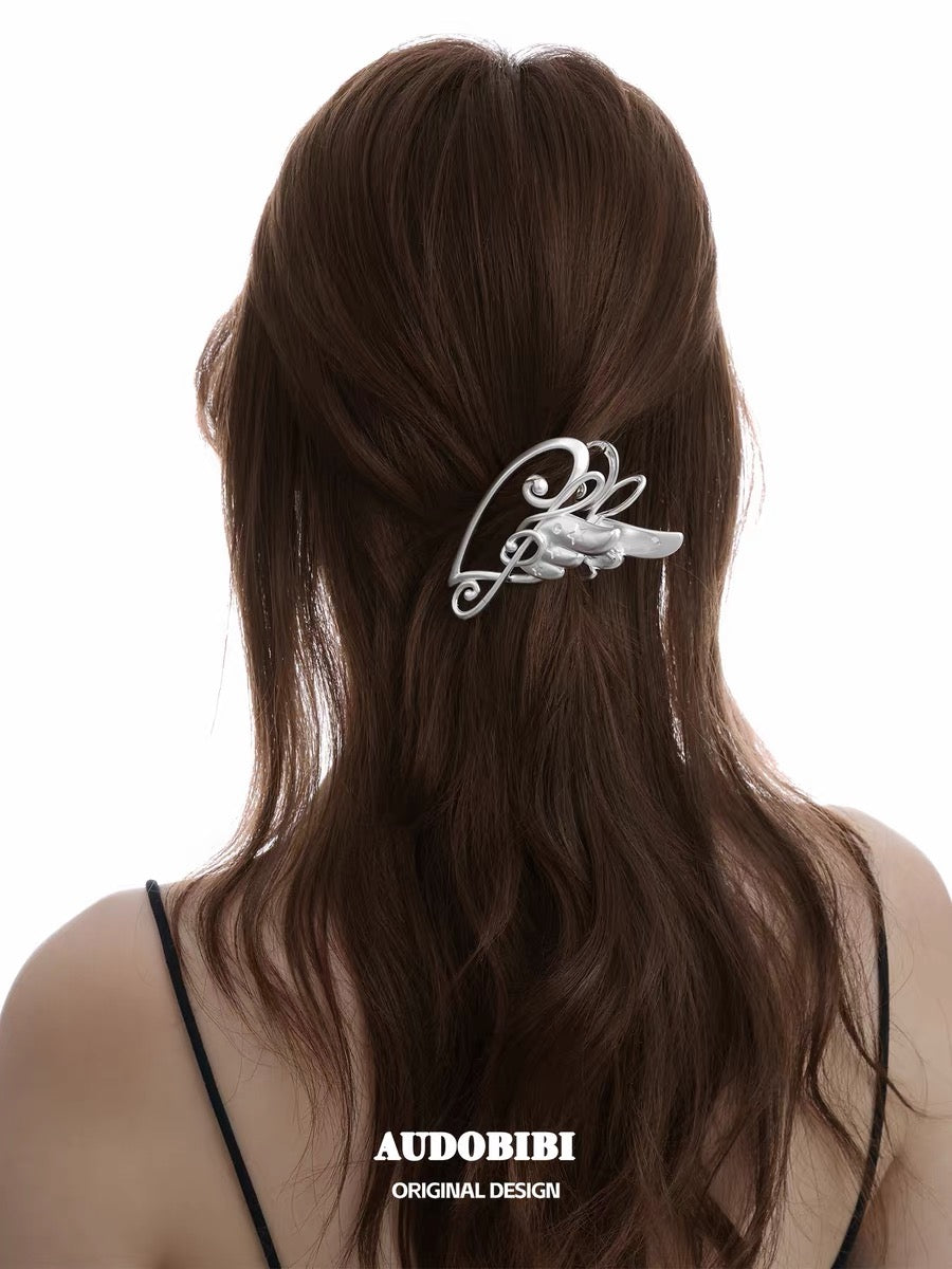 Angel Notes Platinum Plating Treble Clef Heart Shaped Hair Clip
