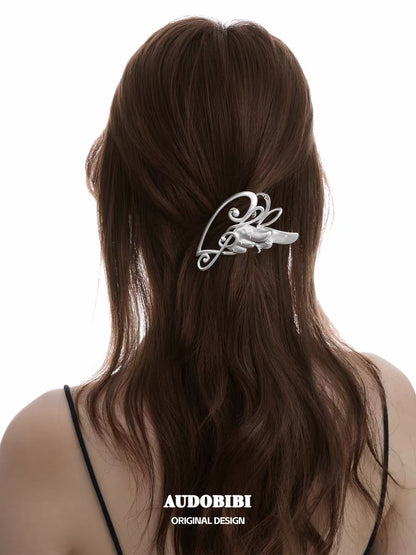 Angel Notes Platinum Plating Treble Clef Heart Shaped Hair Clip