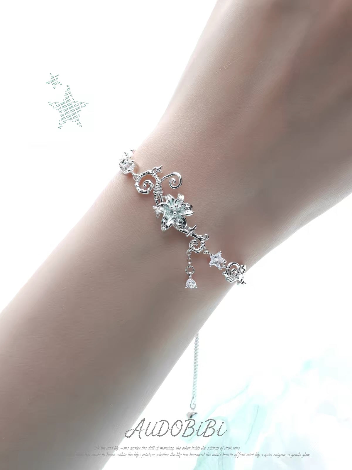 Dreamcore Lily 18K Platinum Plating Fairycore Slider Bracelet