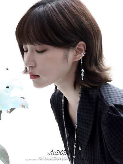 Dreamcore Lily 18K Platinum Plating Fairy Dangle Ear Cuffs
