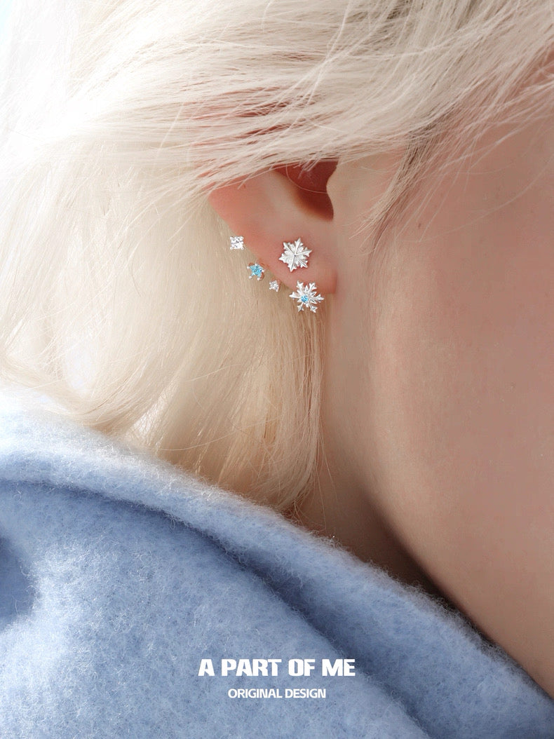 Snowflakes 18K Platinum Plating Detachable Earrings