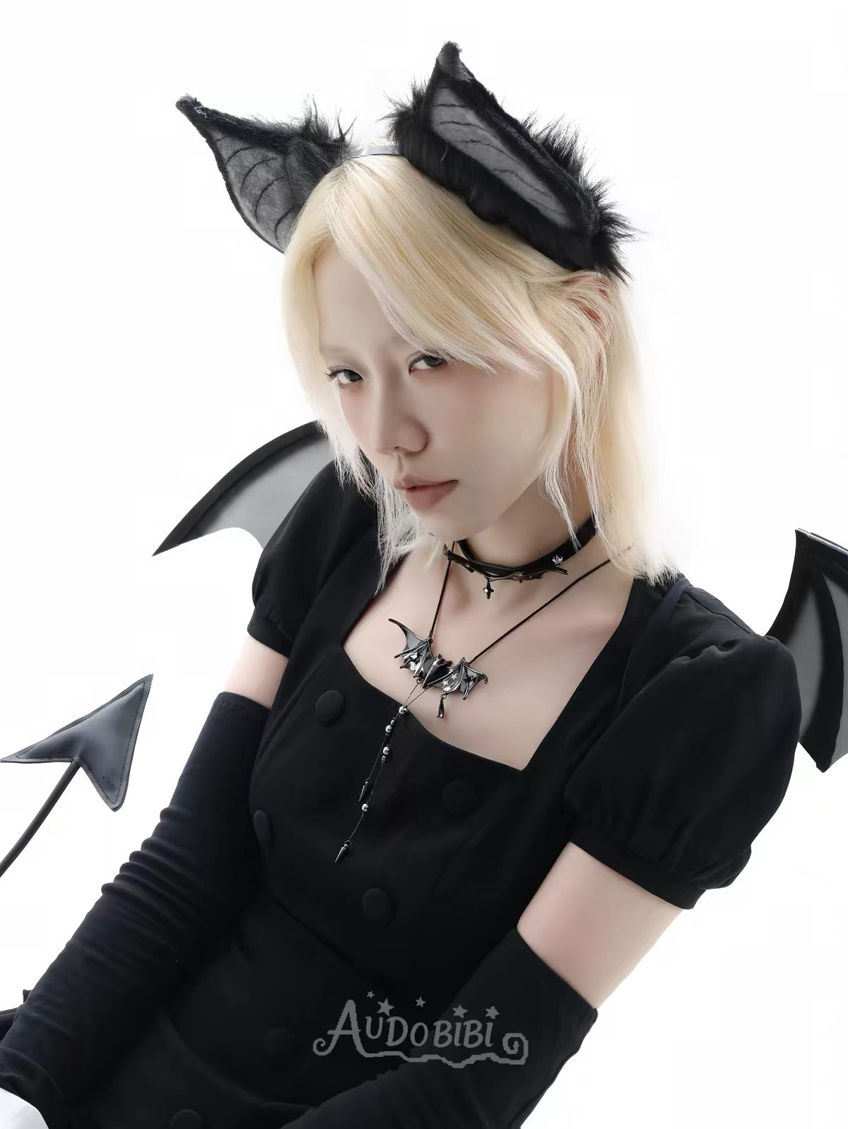 Little Devil Black Gold Plating Bat Wings Necklace