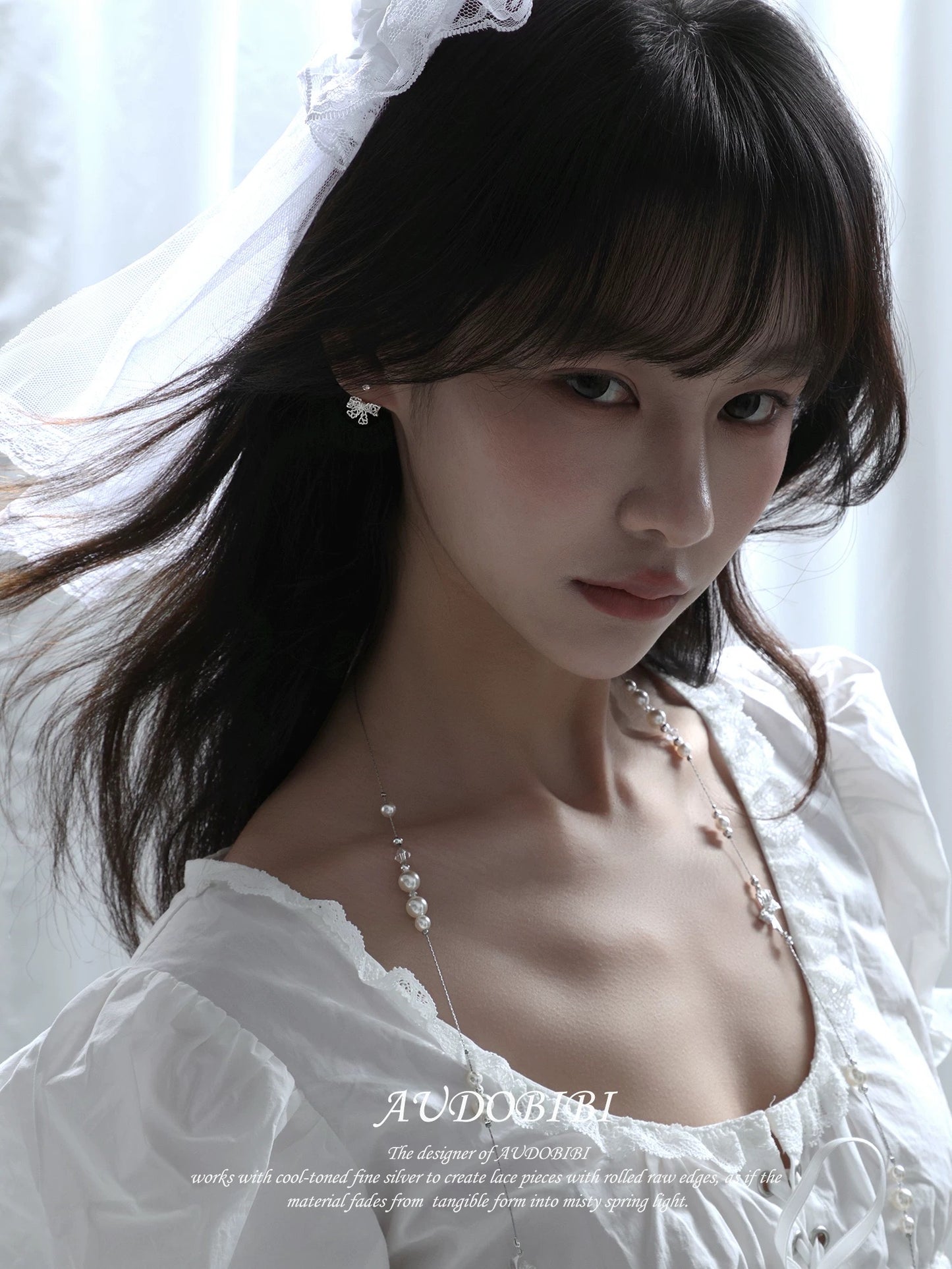 Dreaming in Lace 18K Platinum Plating Ribbon Detachable Earrings (Ver.2)