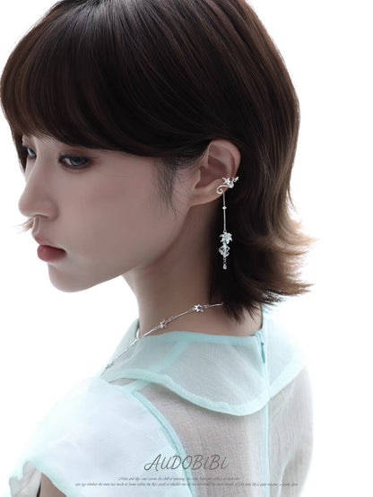 Dreamcore Lily 18K Platinum Plating Fairy Dangle Ear Cuffs