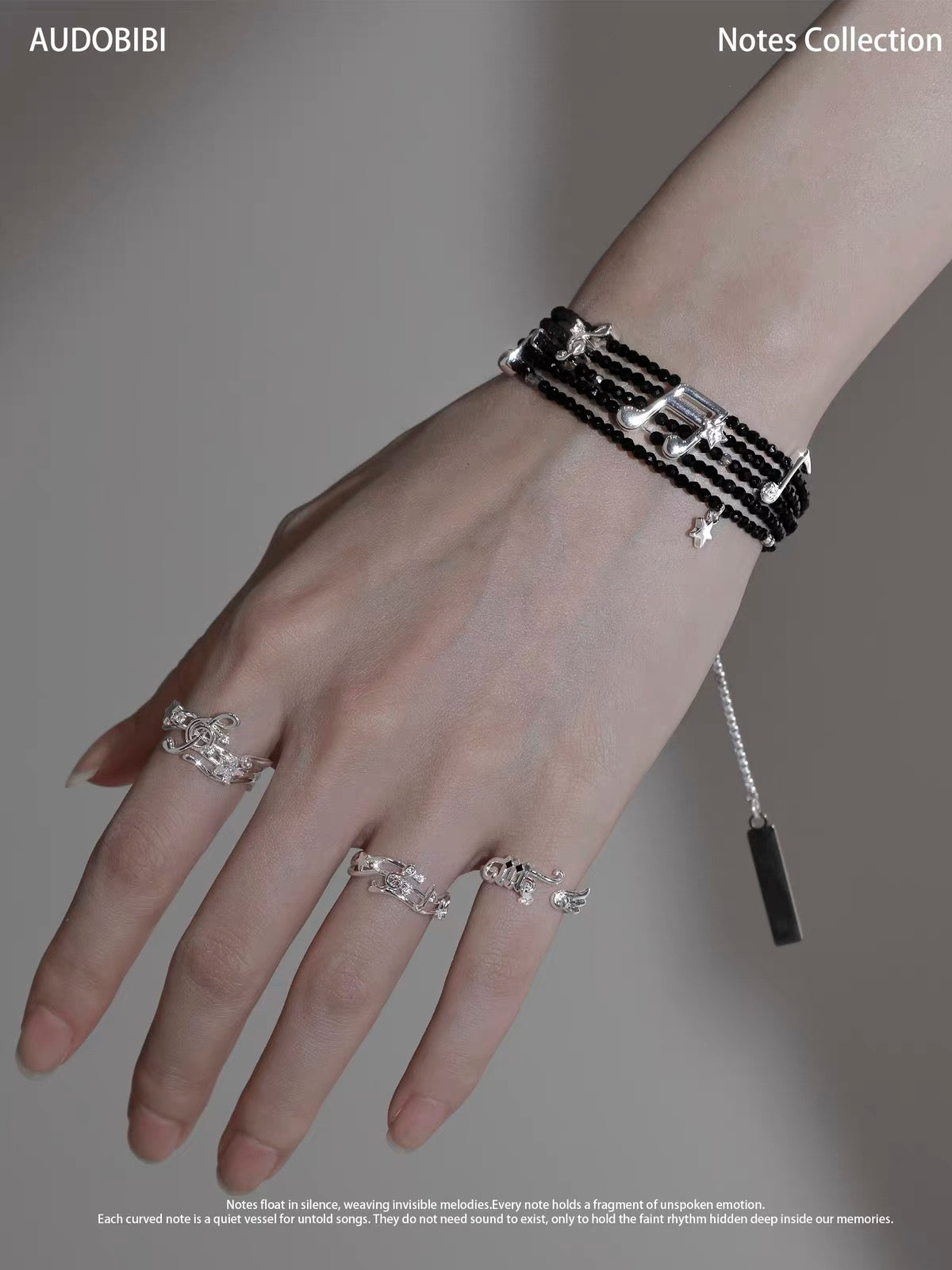 Melody Etude S925 Sterling Silver Sheet Music Couple Ring