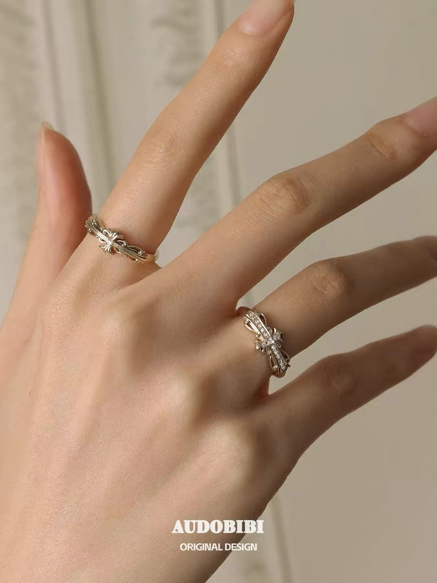 Champagne Gold Iris S925 Silver with Gold-plating Couple Ring