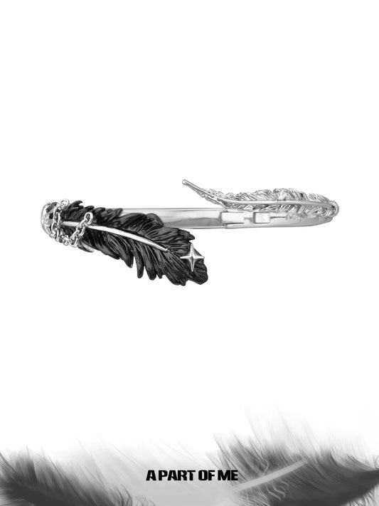 A Love Story Between a Dove & a Crow 18K Platinum Plating Feather Arm Band