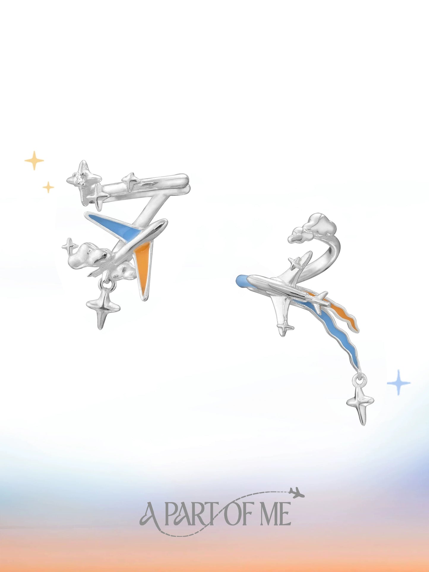 Airplane 18K Platinum Plating Flying to You Asymmetrical Earcuff