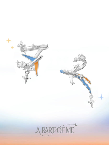 Airplane 18K Platinum Plating Flying to You Asymmetrical Earcuff