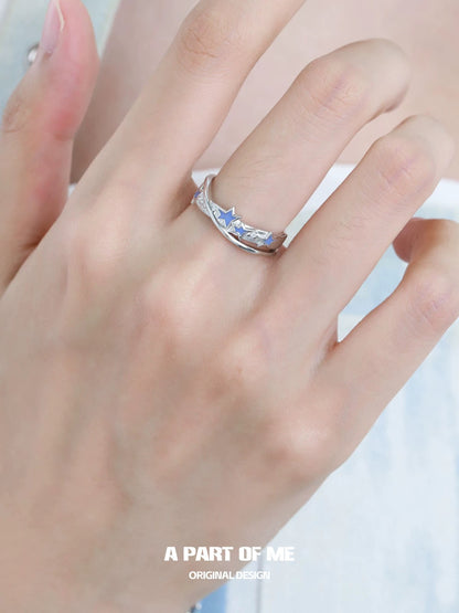 Blue Star S925 Sterling Silver Y2K Retro Rings