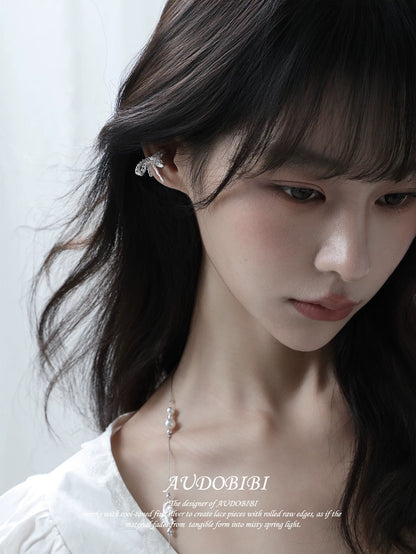 Dreaming in Lace 18K Platinum Plating Lace Ribbon Earcuffs
