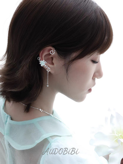 Dreamcore Lily 18K Platinum Plating Vine Asymmetry Ear Wraps