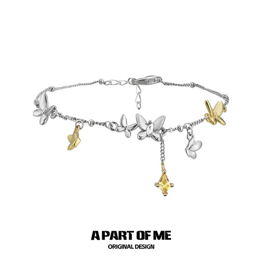 Flutter Essence S925 Sterling Silver 18K Yellow Gold Plating Butterfly Bracelet