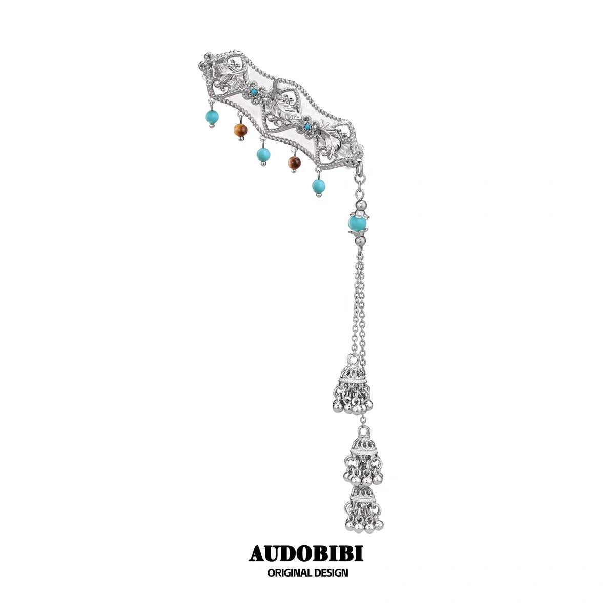 Plume Collection 18K Platinum Plated Tibet Style Hair Clip (Detachable Tassel)