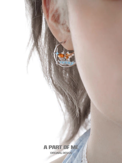 Dreamcore Goldfish 18K Platinum Plating Half Hoop Earrings