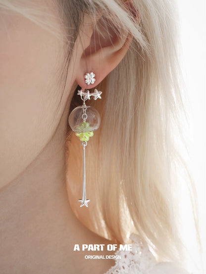 Celestial Clover 18K Platinum Plating Wind Chime Detachable Earrings