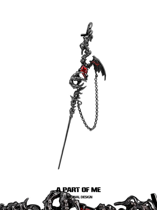 Shadow Flame Series 18K Black Gold Plating Dragon Wing & Claws Needle Earrings