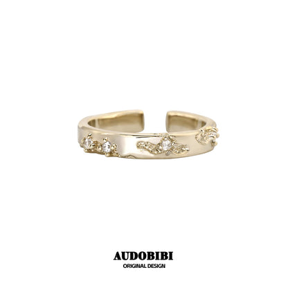 BROKEN II S925 Sterling Silver Champagne Gold-plated Couple Ring