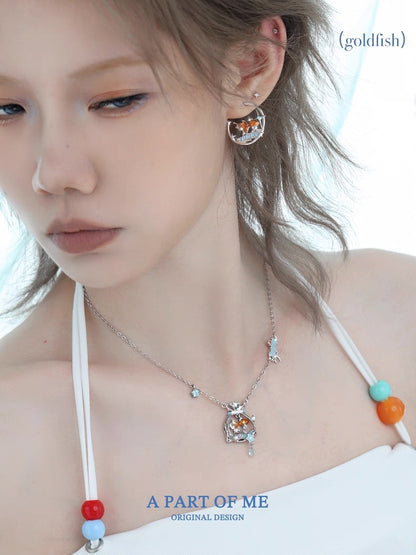 Dreamcore Goldfish 18K Platinum Plating Half Hoop Earrings