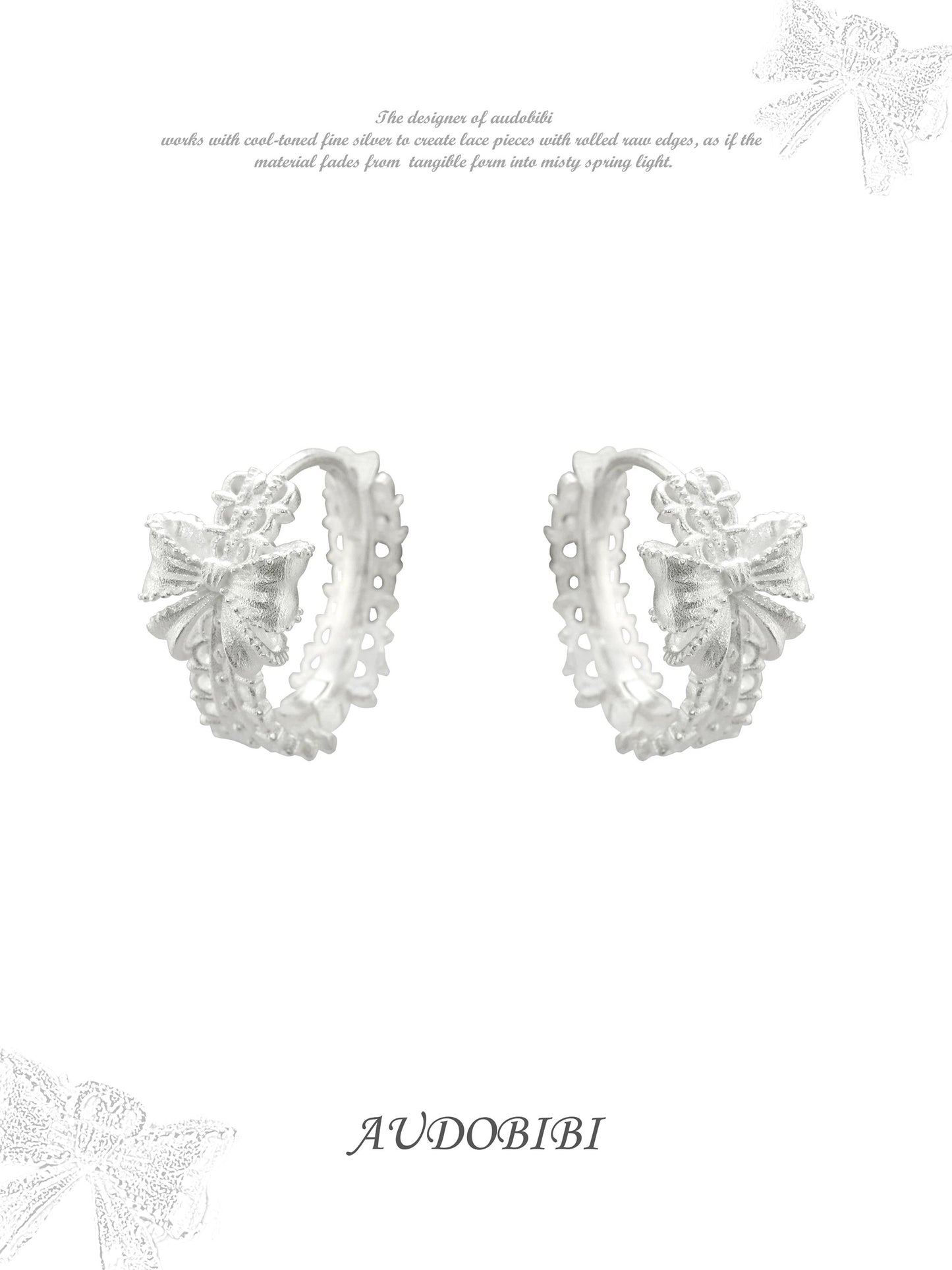 Dreaming in Lace 18K Platinum Plating Bow Huggie Earrings