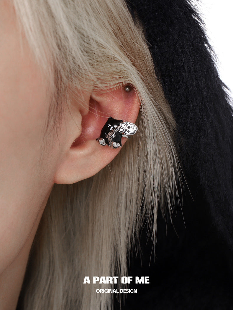 Ghost Kitten 18K Platinum Plating Earcuffs