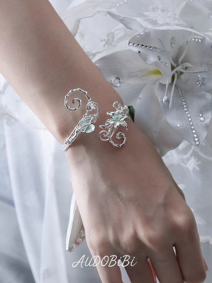 Dreamcore Lily Series 18K Platinum Plating Fluorite Vine Cuff Bracelet