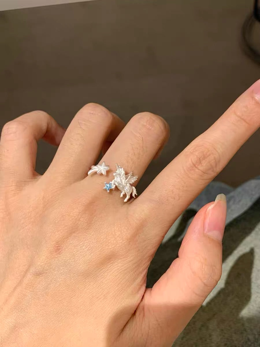 Unicorn Collection S925 Sterling Silver Adjustable Ring