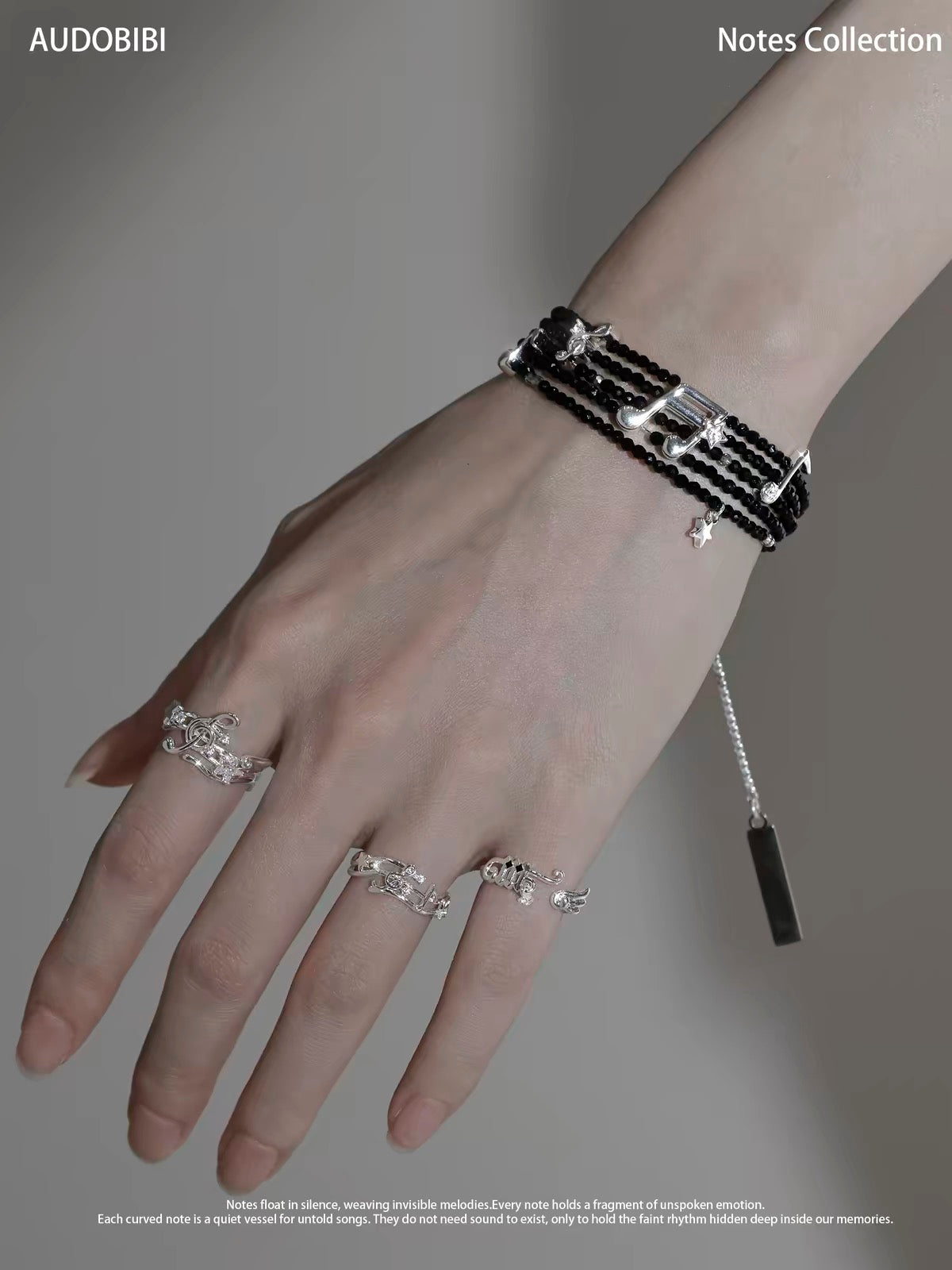 Melody Etude S925 Sterling Silver Piano Key Angel Wings Pinky Ring